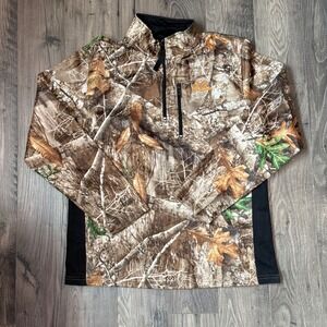 Realtree Edge Camo Quarter Zip Pullover‎ Mens Medium Fleece Lined Hunting Jacket
